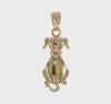 14k Yellow Gold Sitting Dog Charm Pendant, 24x8mm
