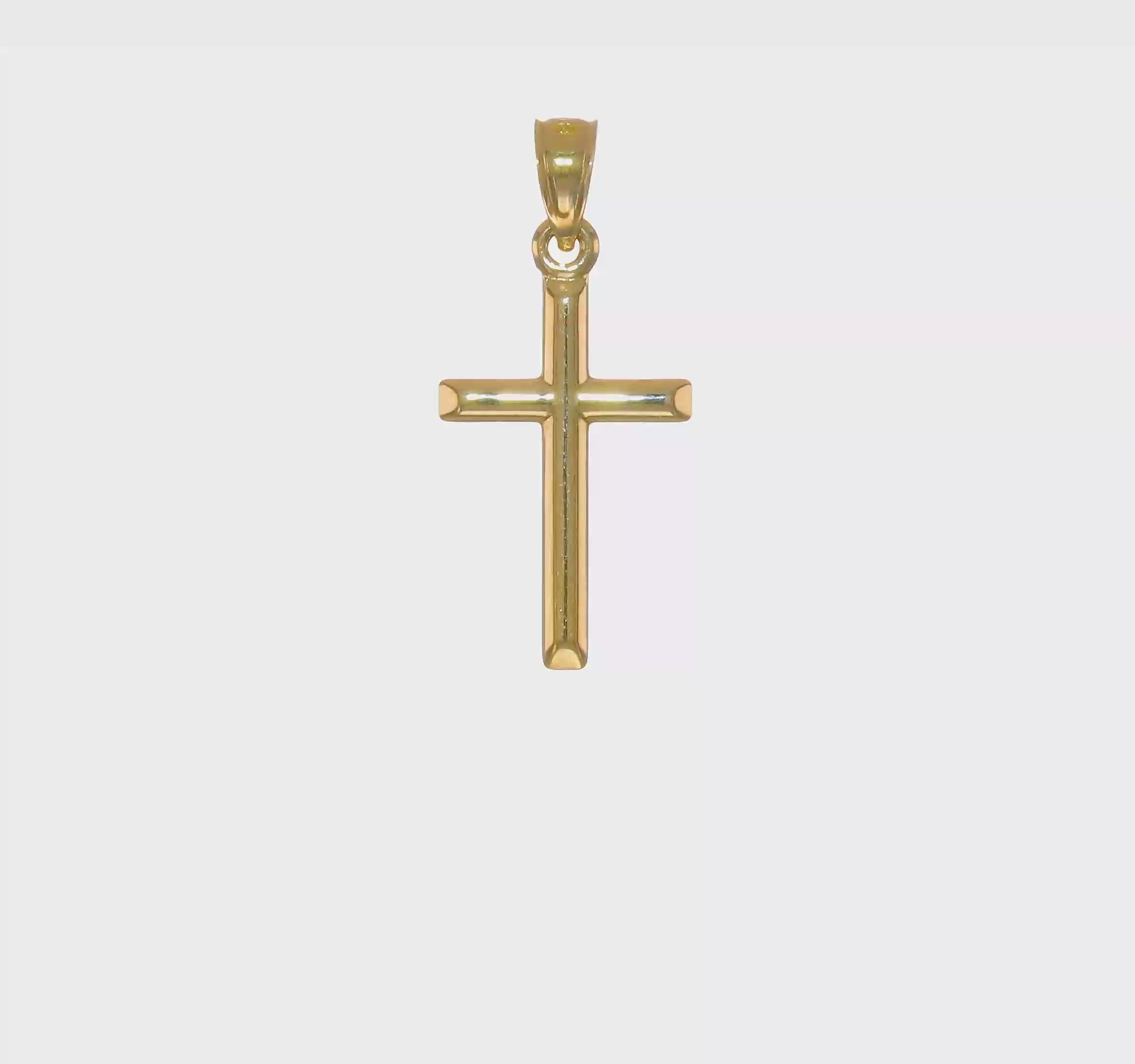 Yellow Gold Cross Pendant Charm, High Polished Finish, 25x12mm (Yellow Gold)