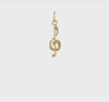 14K Yellow Gold Treble Clef Musical Note Pendant, 21mm x 5mm