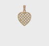 14K Cut-Out and Textured Woven Heart Pendant, 16x11mm