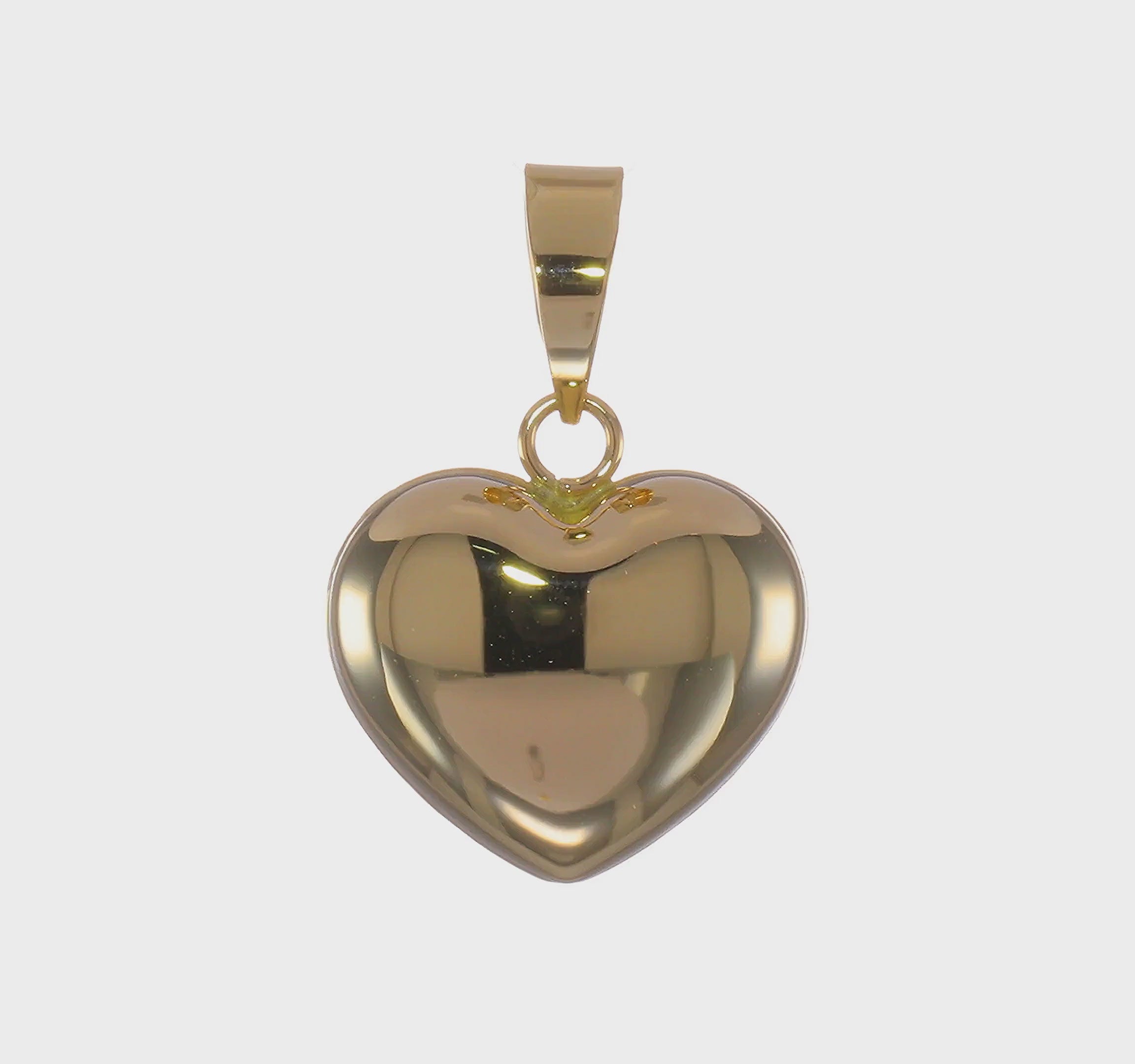 14K Yellow Gold Puffed Heart Pendant, 16x12mm
