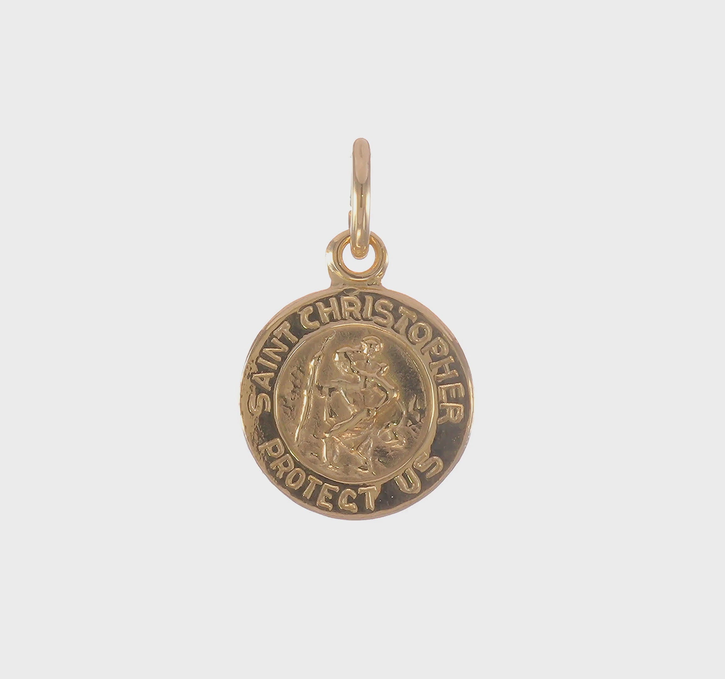 14k Yellow Gold Saint Christopher Medal Charm, 13x8mm