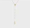14k Solid Yellow Gold High Polished Rosary 24 inch Cross Necklace