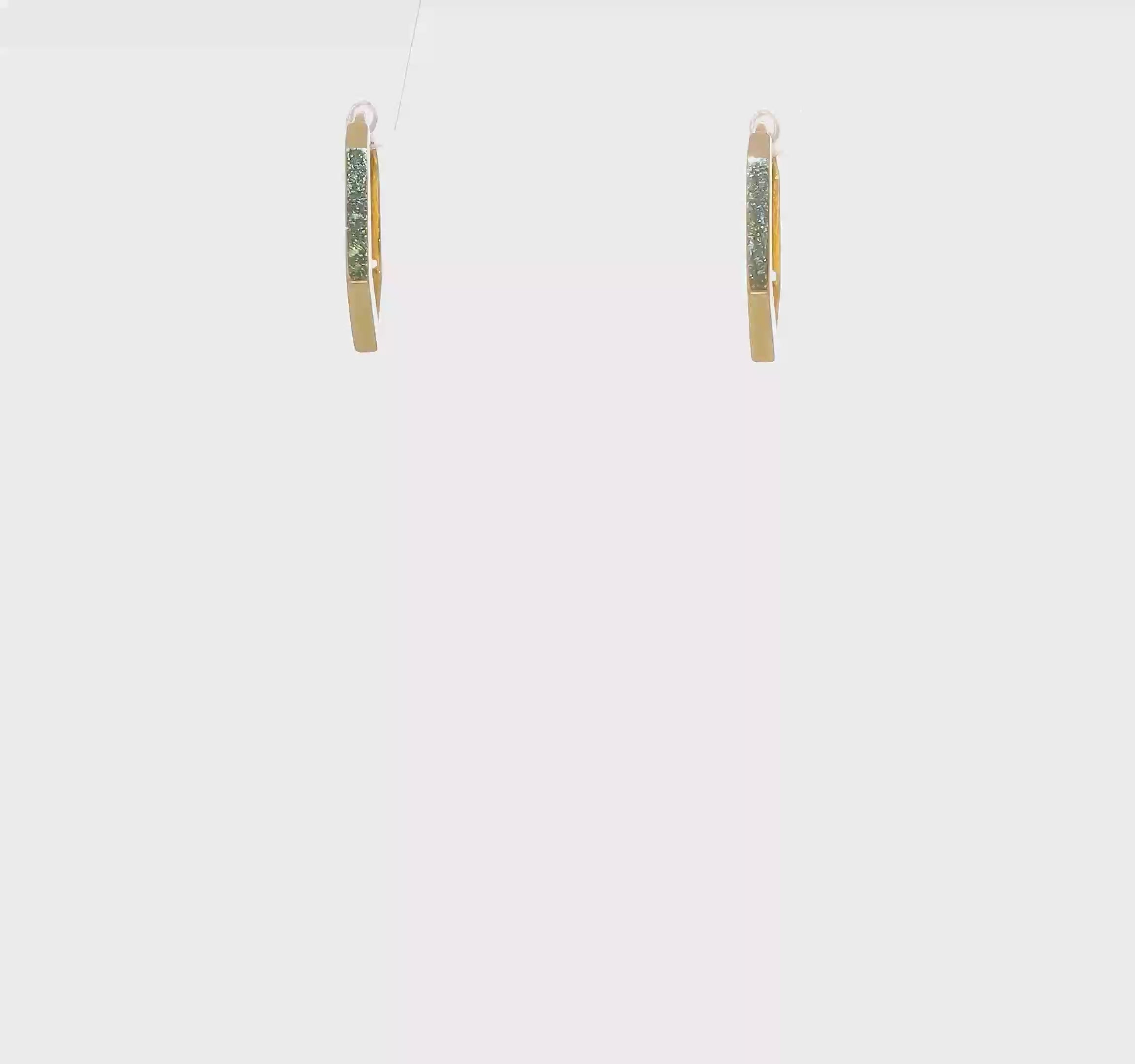 14K Yellow Gold High Polished Geometric Hoop Earrings, 13mm