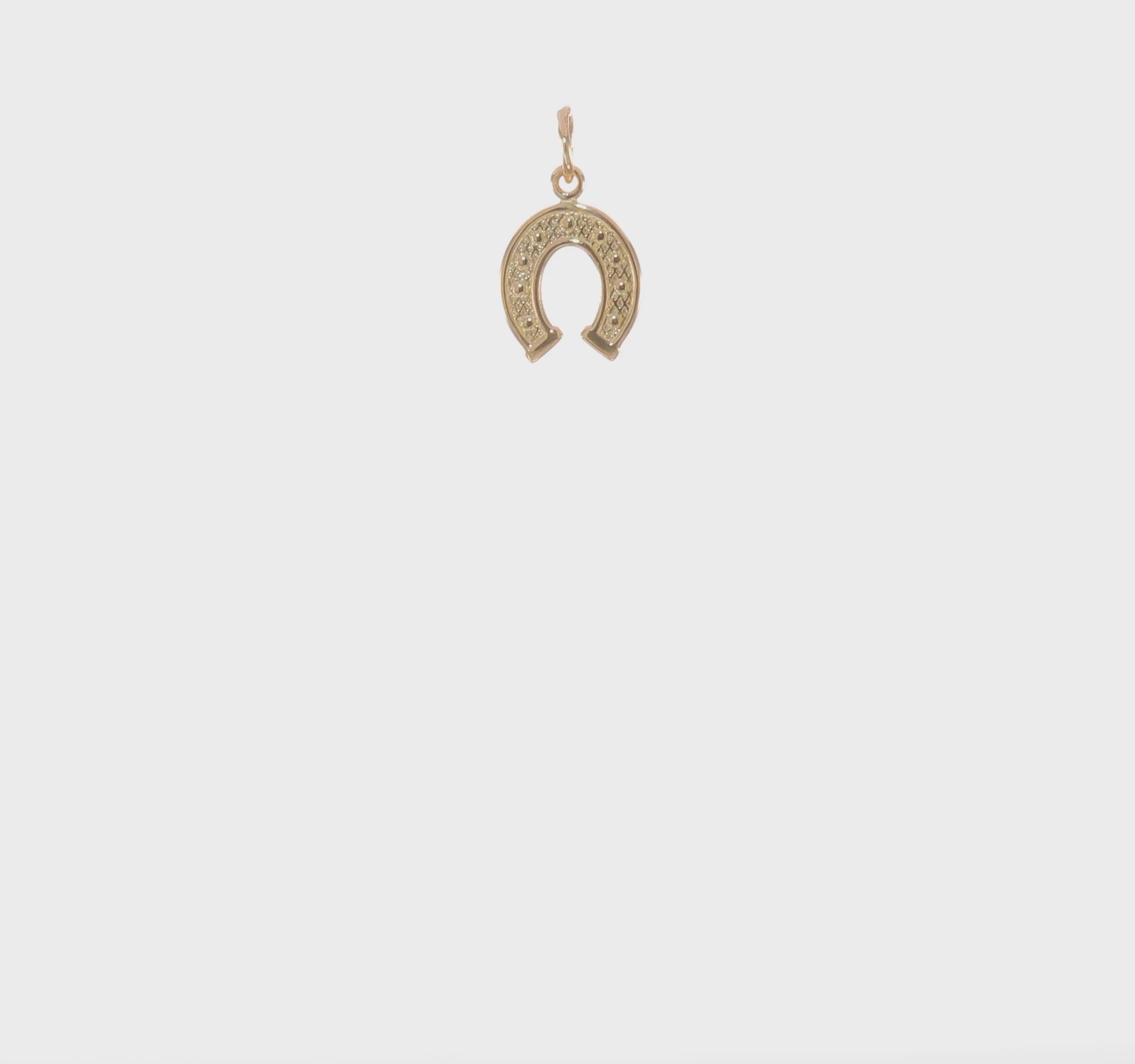 14k Yellow Gold Horseshoe Charm Pendant, 20x10mm