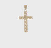 14K Yellow Gold Cross Pendant with Rope Design, 35x17mm