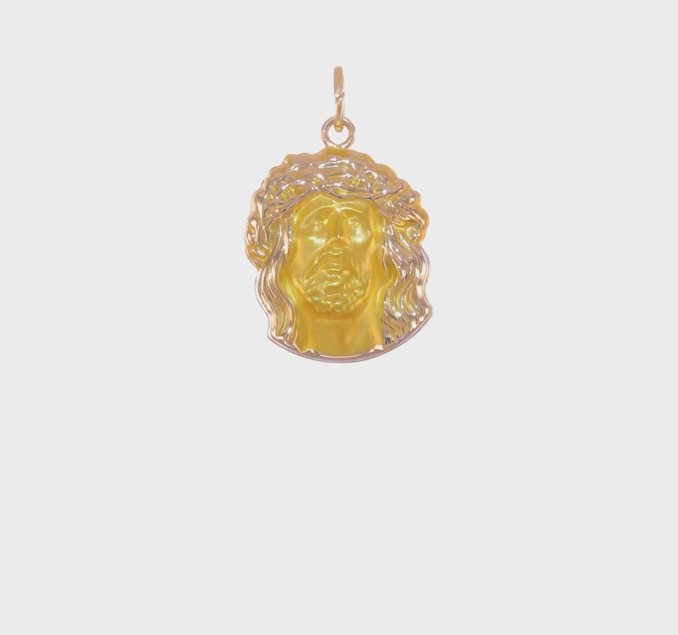 14k Yellow Gold Jesus Head Charm Pendant