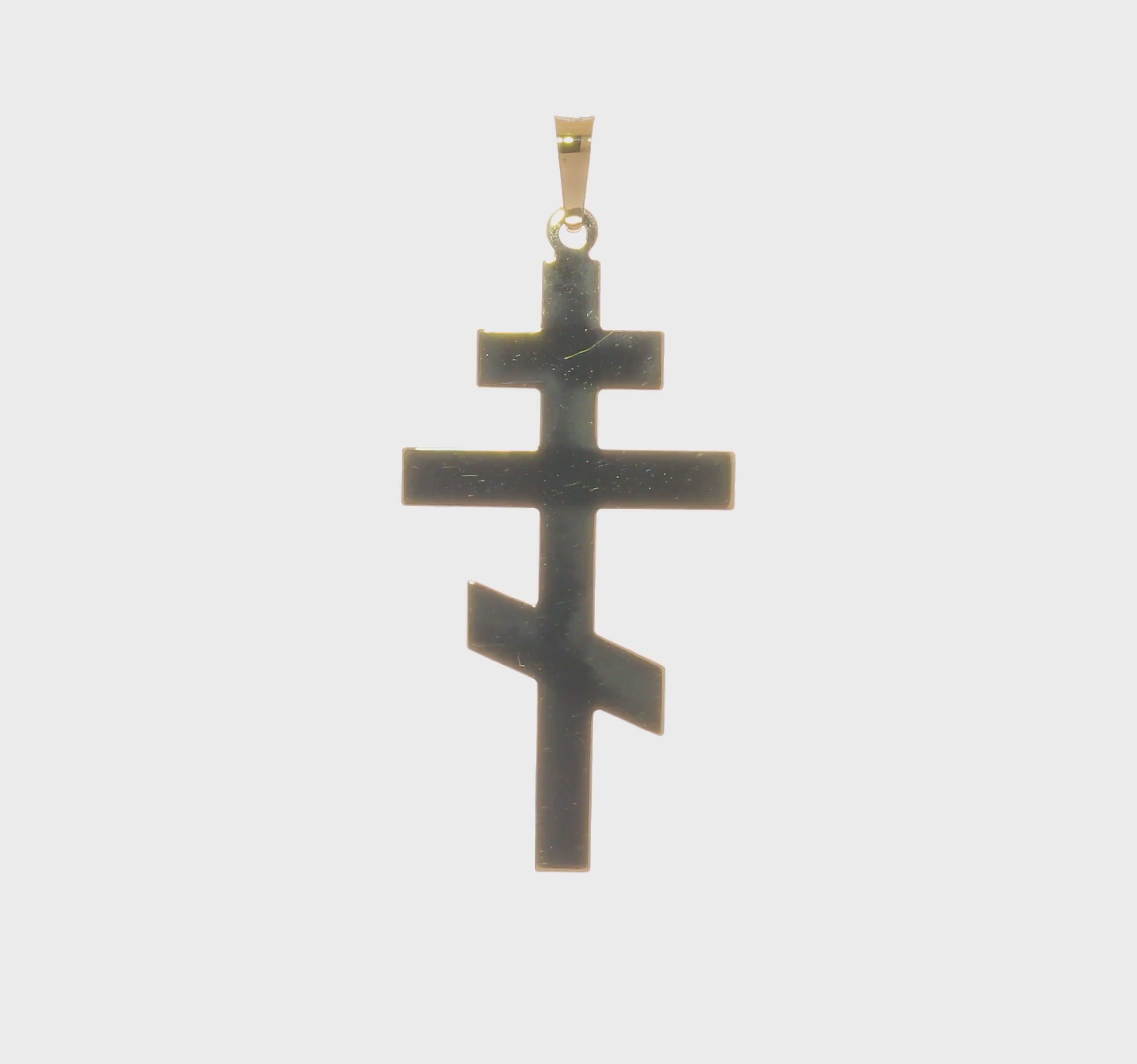 14k Real Yellow Gold Eastern Orthodox Cross Pendant, Religious Jewelry