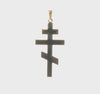 14k Real Yellow Gold Eastern Orthodox Cross Pendant, Religious Jewelry