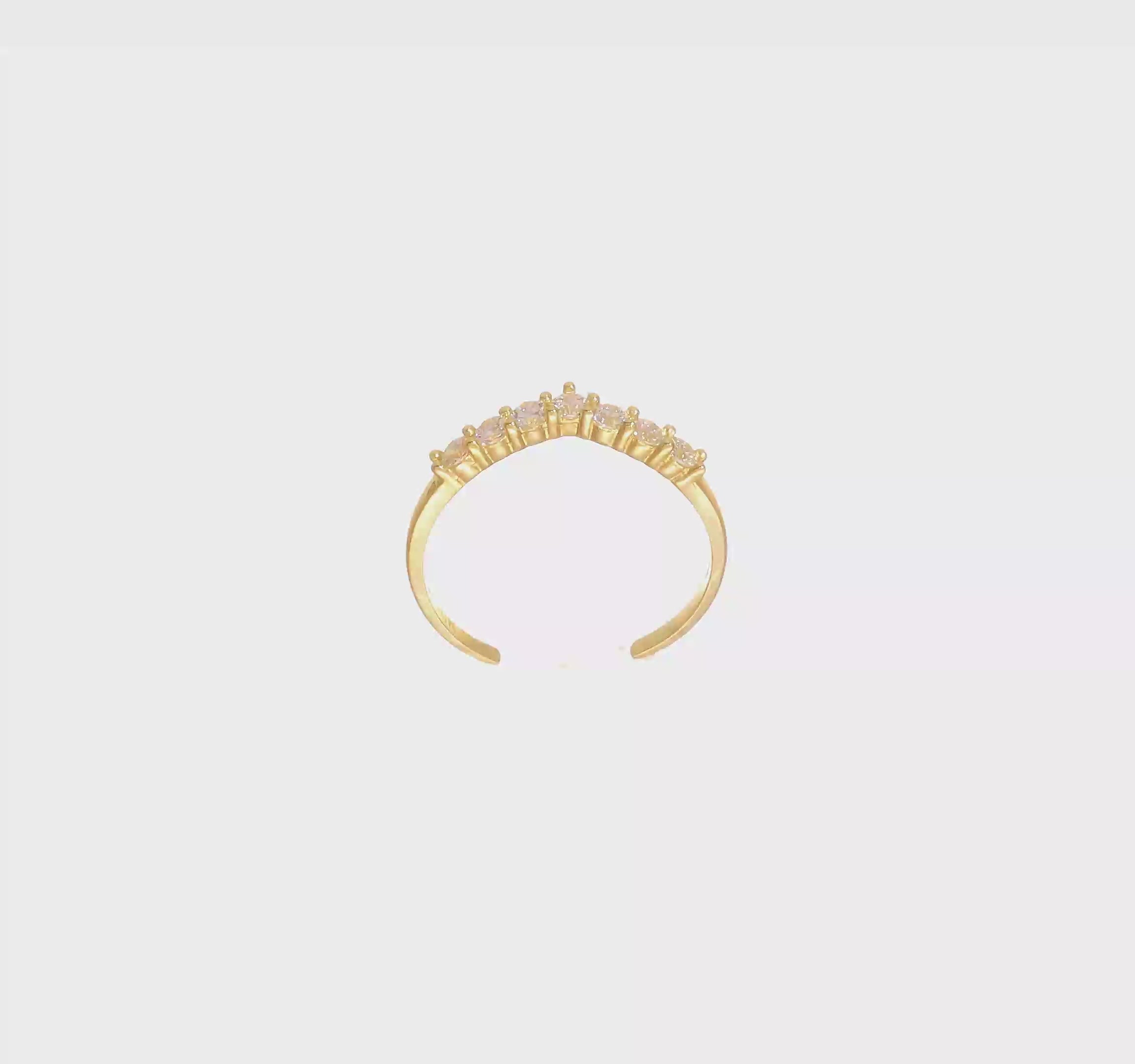 10k Solid Yellow Gold White CZ Open Back Toe Ring