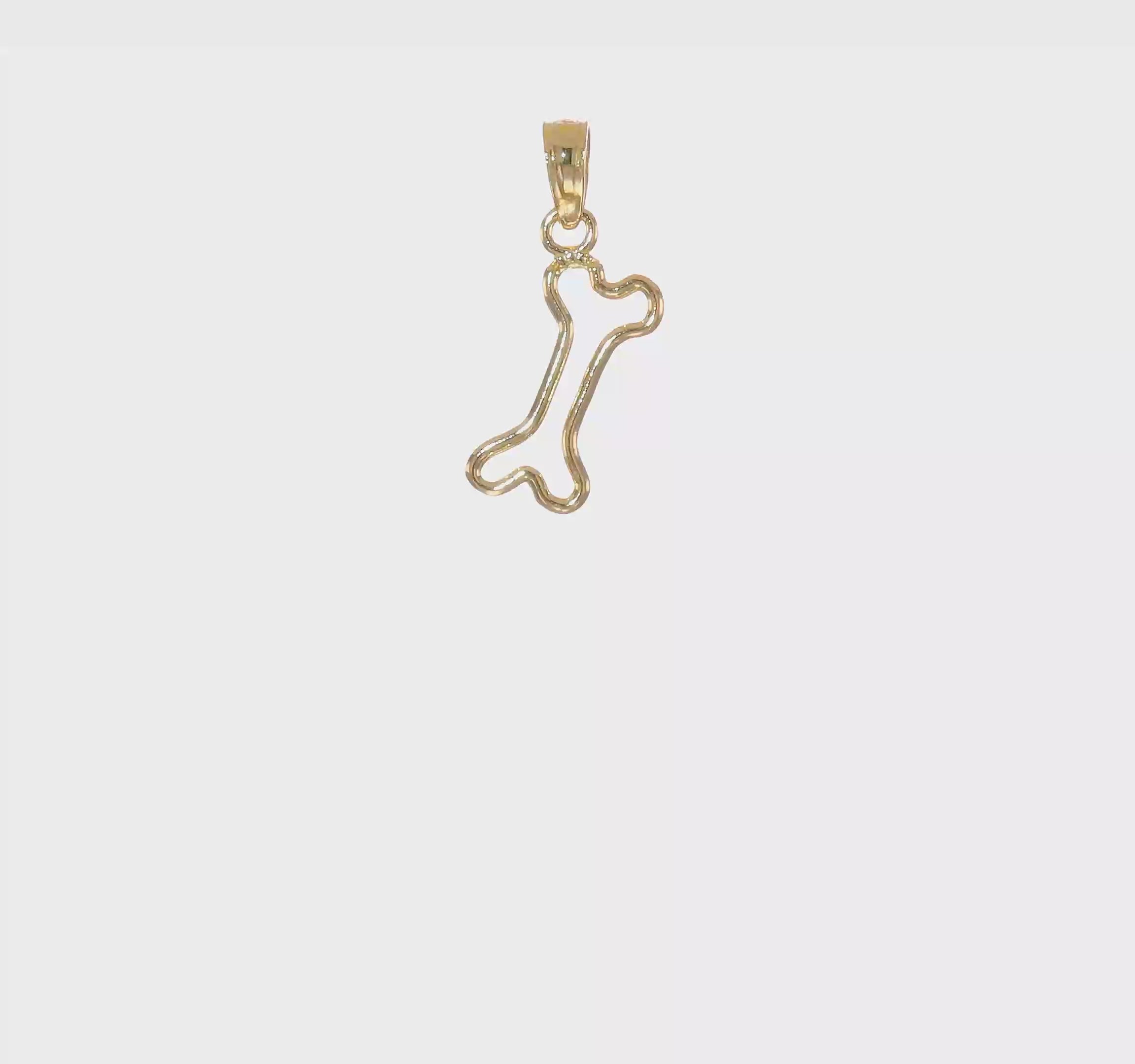 Solid Yellow Gold High Polished Mini Dog Bone Charm Pendant, 17x6mm
