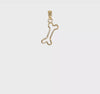 Solid Yellow Gold High Polished Mini Dog Bone Charm Pendant, 17x6mm
