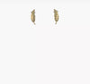 14K Real Yellow Gold Diamond Cut Leaf Ear Climber Stud Earrings
