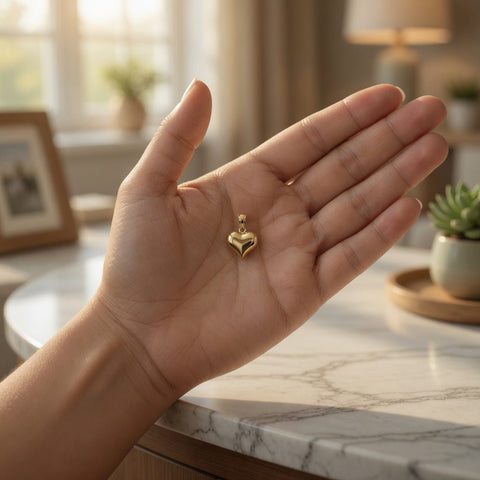 Real 14k Yellow Gold Polished 3-D Puffed Heart Pendant Charm