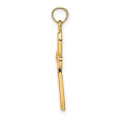 Real Gold Cross with Filigree Center Charm Pendant, 24x14mm