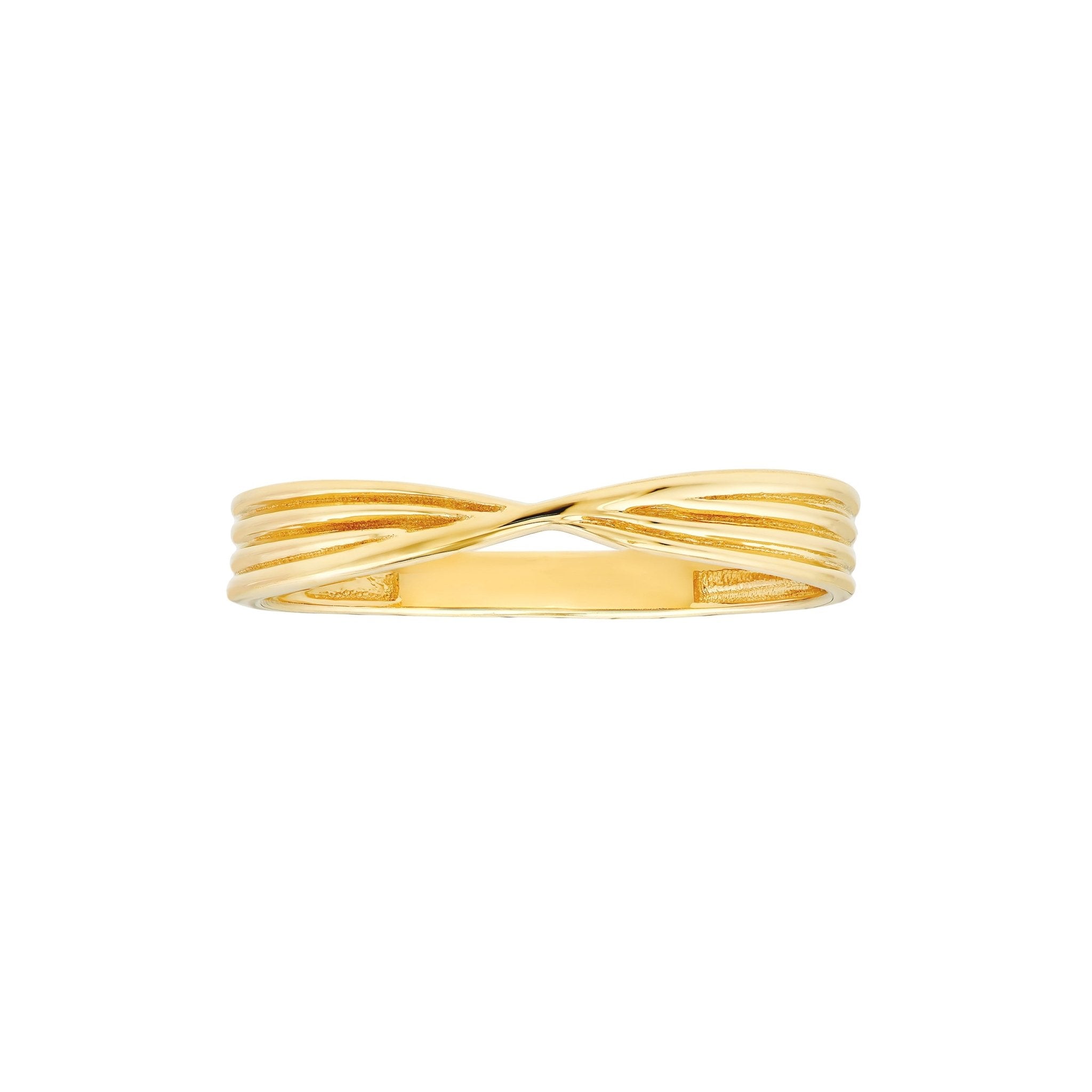 Real Solid 14k Yellow Gold Textured Pinched Band Ring