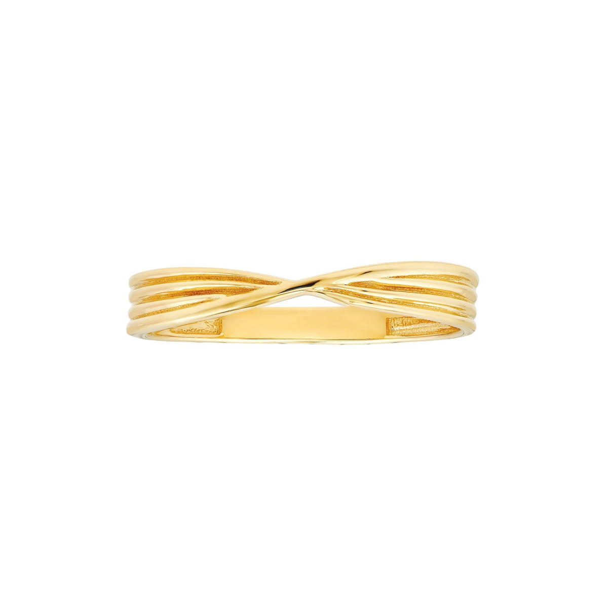 Real Solid 14k Yellow Gold Textured Pinched Band Ring