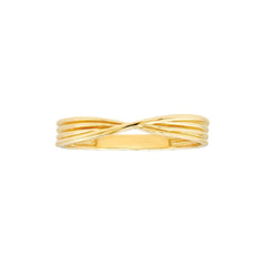 Real Solid 14k Yellow Gold Textured Pinched Band Ring