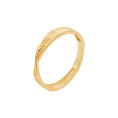 Real Solid 14k Yellow Gold Textured Pinched Band Ring
