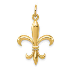 Real Solid Yellow and White Gold Polished Flue de lis Pendant Charm