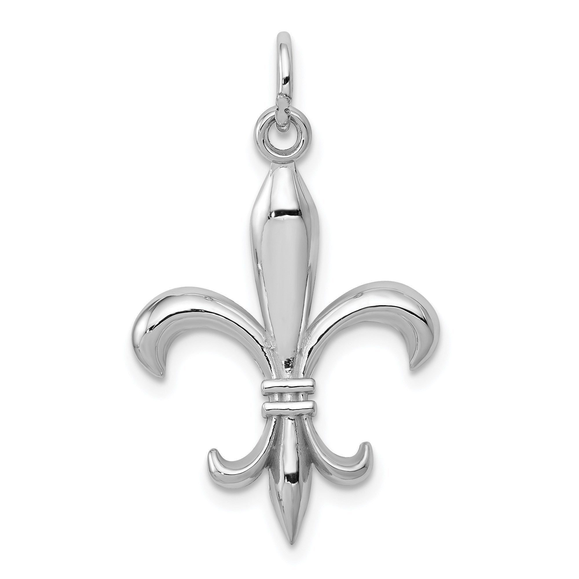 Real Solid Yellow and White Gold Polished Flue de lis Pendant Charm