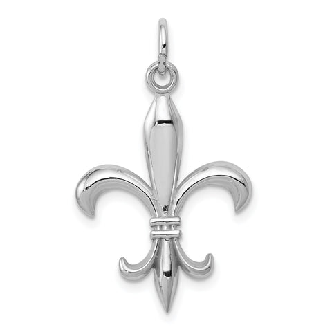 Real Solid Yellow and White Gold Polished Flue de lis Pendant Charm