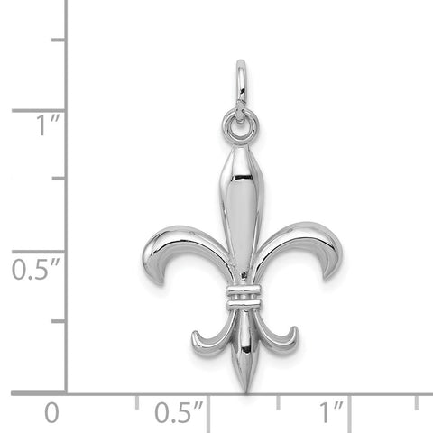 Real Solid Yellow and White Gold Polished Flue de lis Pendant Charm