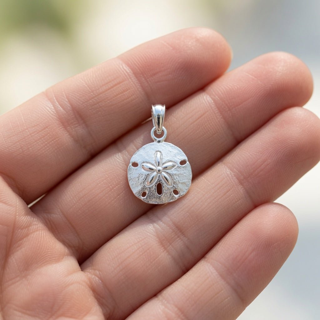 Sand Dollar Pendant, Real Gold, 12mm, Jewelry Accessory