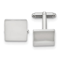 Silver - tone Polished Square Engravable Cuff Links - JewelryAffairs