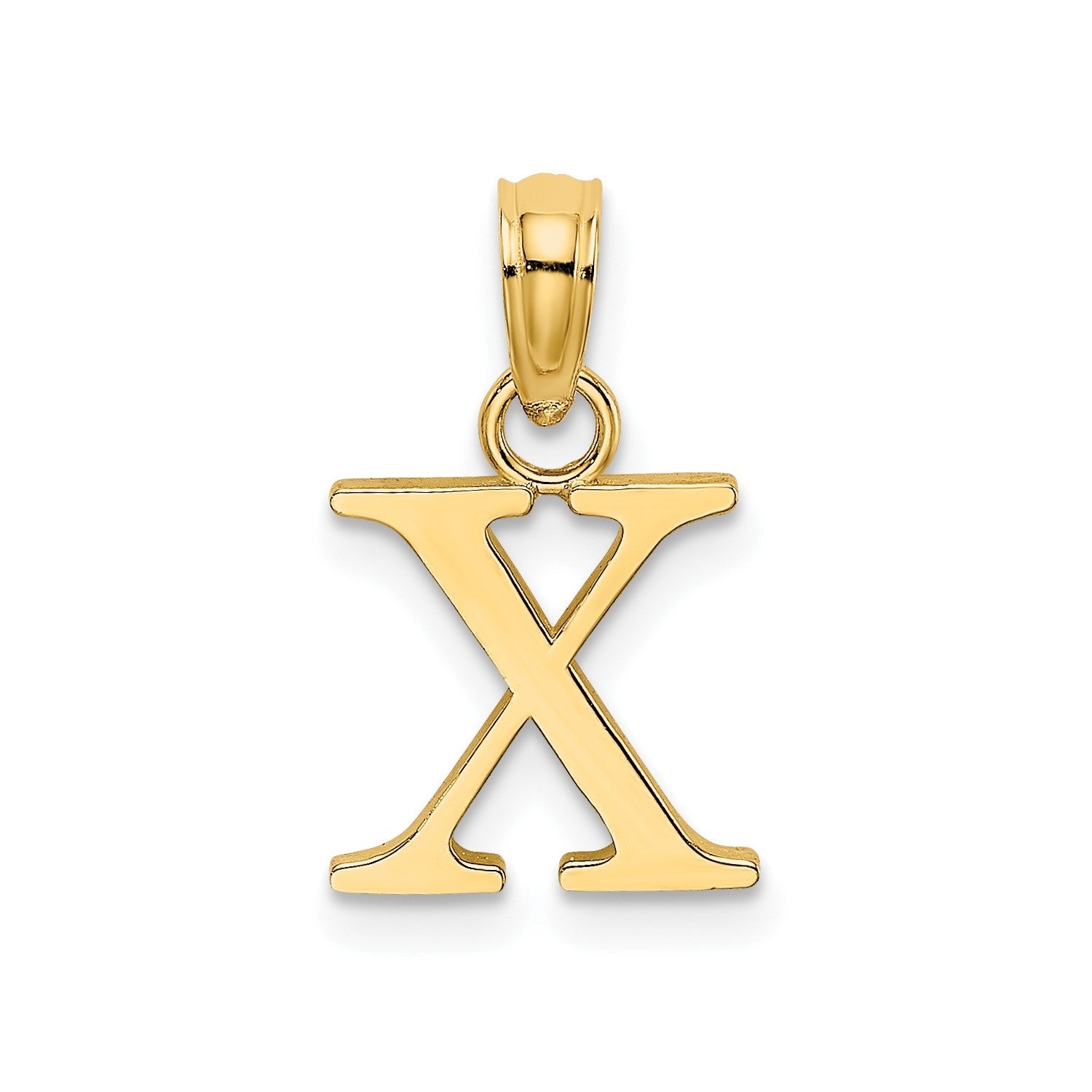 Solid 14K Gold Polished Block Initial Letter Pendants, 12x10mm