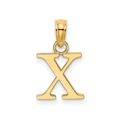 Solid 14K Gold Polished Block Initial Letter Pendants, 12x10mm