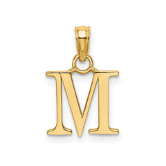 Solid 14K Gold Polished Block Initial Letter Pendants, 12x10mm