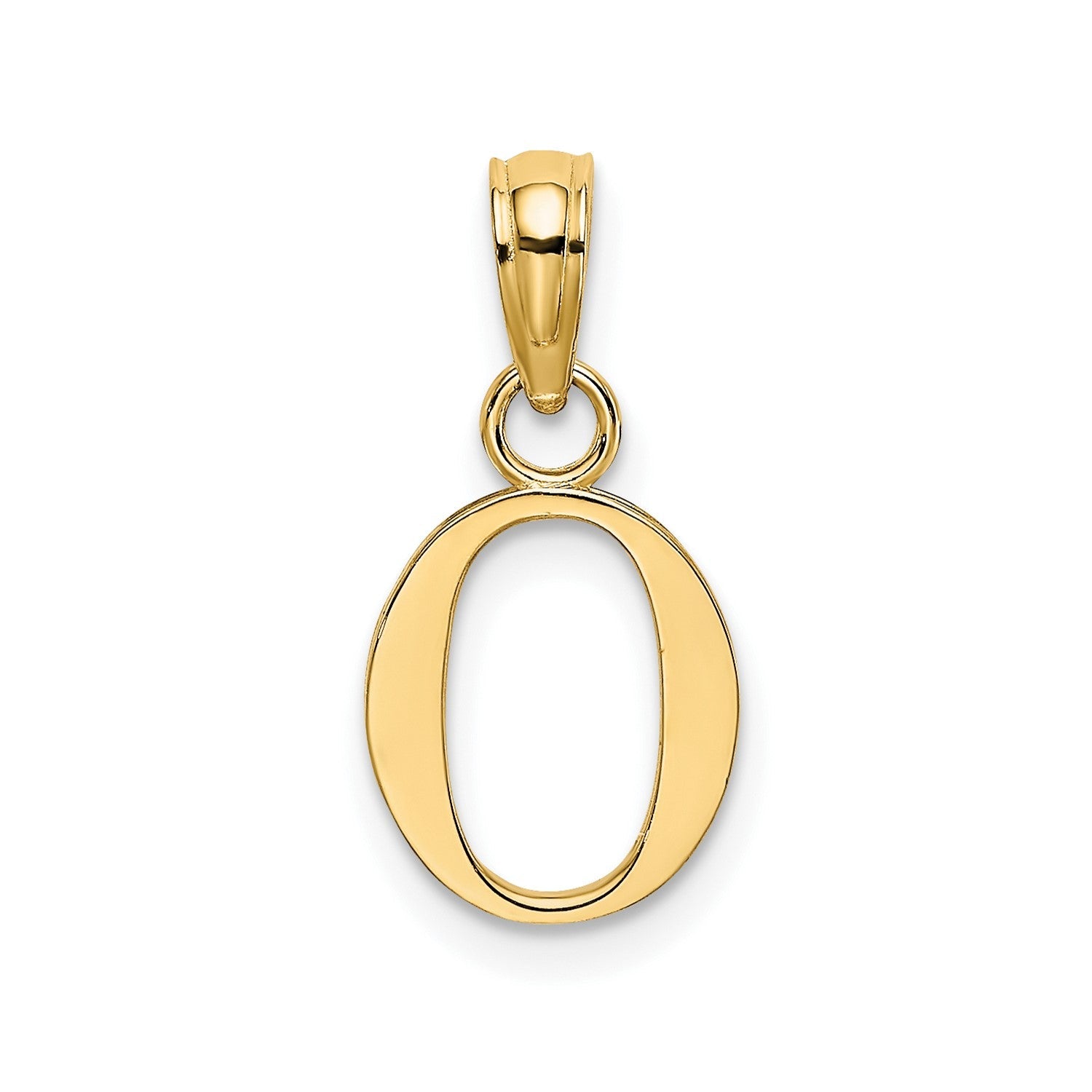 Solid 14K Gold Polished Block Initial Letter Pendants, 12x10mm