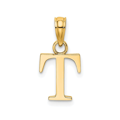 Solid 14K Gold Polished Block Initial Letter Pendants, 12x10mm