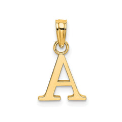 Solid 14K Gold Polished Block Initial Letter Pendants, 12x10mm