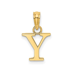Solid 14K Gold Polished Block Initial Letter Pendants, 12x10mm