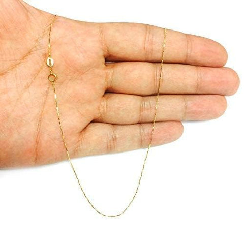 Solid 925 Sterling Silver, 22K Gold Plated Box Style Chain Necklace, 0.8mm (18 Inches)