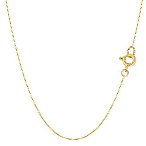Solid 925 Sterling Silver, 22K Gold Plated Box Style Chain Necklace, 0.8mm (18 Inches)