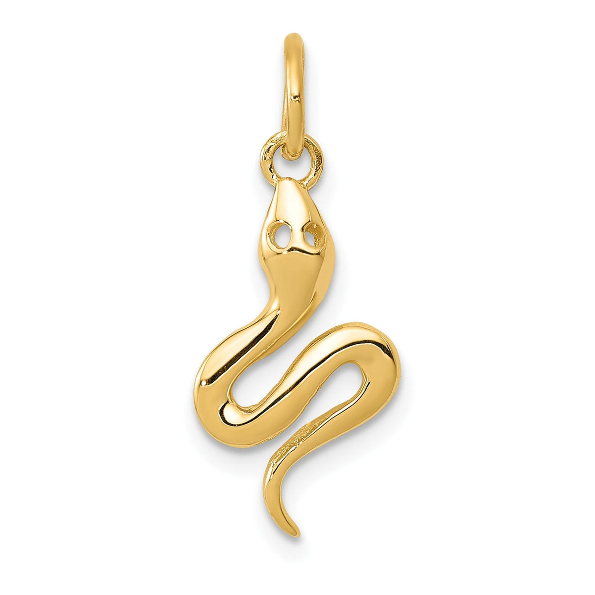 Solid Gold High Polished Snake Pendant, 21x9mm - JewelryAffairs
