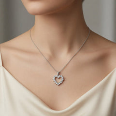 Solid Gold Lab Grown Diamond Heart Pendant Necklace, 18 Inch