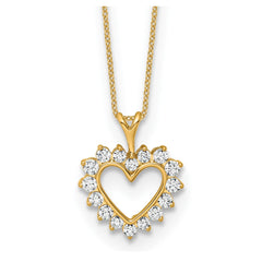 Solid Gold Lab Grown Diamond Heart Pendant Necklace, 18 Inch
