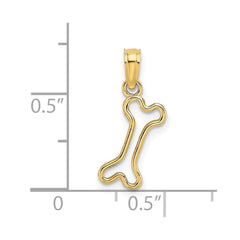 Solid Yellow Gold High Polished Mini Dog Bone Charm Pendant, 17x6mm