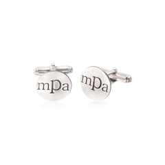 SS Rhodium Plated Recess Letters Circle Monogram Cuff Links With Lowercase Letters - JewelryAffairs