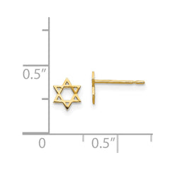 14k Yellow Real Solid Gold Star of David Stud Earrings