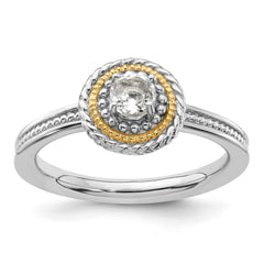 Sterling Silver and 14k Yellow Gold Stackable Expressions Sterling Silver Birthstone Ring