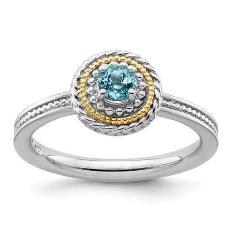 Sterling Silver and 14k Yellow Gold Stackable Expressions Sterling Silver Birthstone Ring