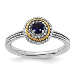 Sterling Silver and 14k Yellow Gold Stackable Expressions Sterling Silver Birthstone Ring