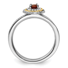 Sterling Silver and 14k Yellow Gold Stackable Expressions Sterling Silver Birthstone Ring