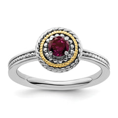 Sterling Silver and 14k Yellow Gold Stackable Expressions Sterling Silver Birthstone Ring