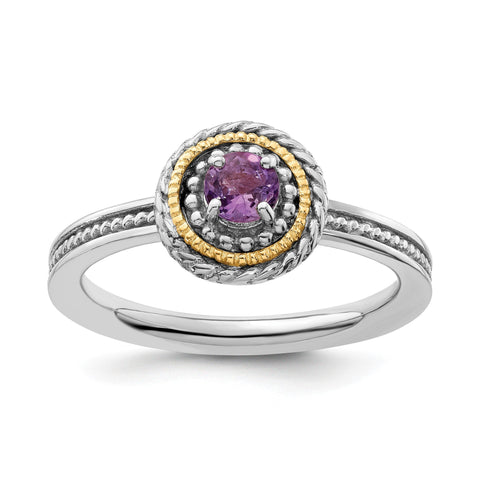 Sterling Silver and 14k Yellow Gold Stackable Expressions Sterling Silver Birthstone Ring